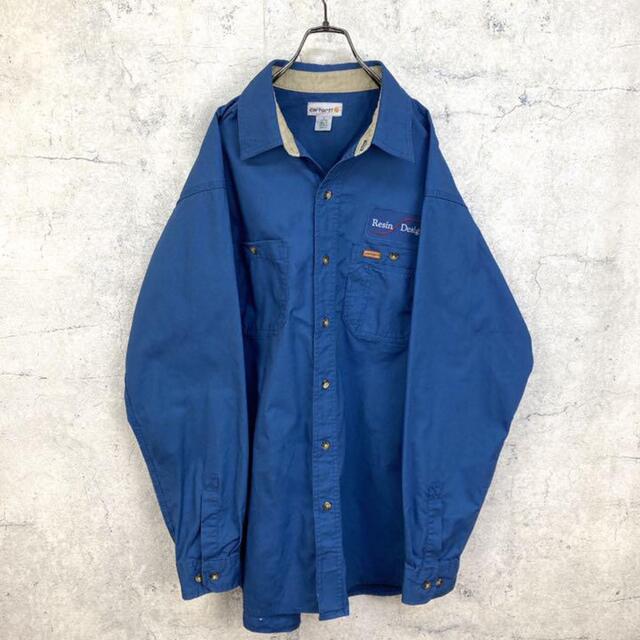 CARHARTT シャツ ビッグシルエット 90s オーバーサイズ 青 bl