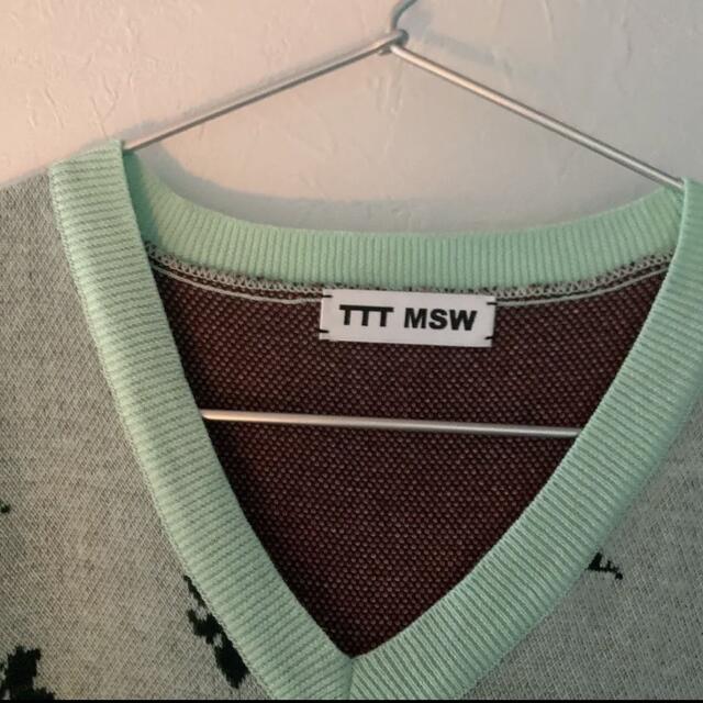 Jieda(ジエダ)のTTT MSW 20AW flower knit vest MINT 極美品 メンズのトップス(ベスト)の商品写真