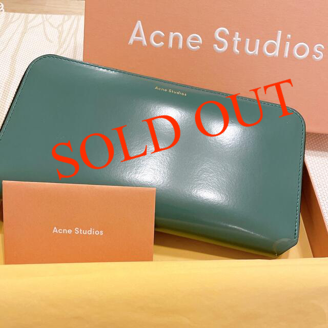 長財布　アクネ　ジップつき長財布　グリーン　ACNE 本革ファッション小物