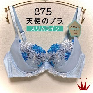 トリンプ(Triumph)のC75 トリンプ  天使のブラ スリムライン ブラック単品 25th BLUE (ブラ)