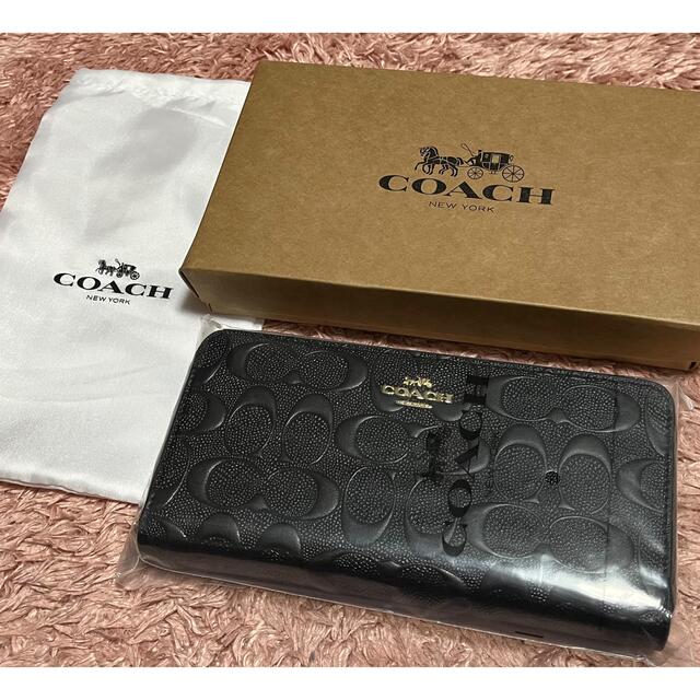 7T3-COACH コーチ メンズ 長財布 シグネチャー エンボス マホガニー ブラウン