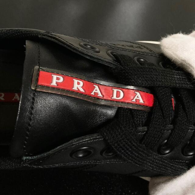 PRADA(プラダ)の【美品 18AW】【4E2845】PRADA「リネアロッサ」レザースニーカー メンズの靴/シューズ(スニーカー)の商品写真