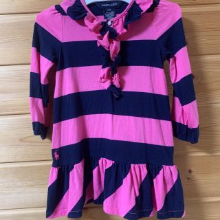 ラルフローレン(Ralph Lauren)のPOLO ポロ　ラルフローレン　ワンピース　ボーダー　フリル　ピンク(ワンピース)