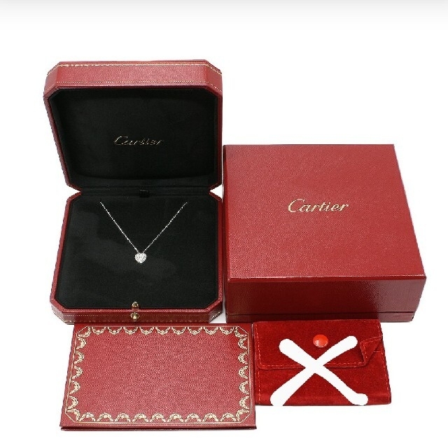 Cartier パヴェダイヤ ハートネックレス K18WG 証明書付き
