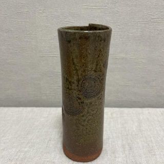 巻きどめ美術陶芸　花瓶　渦柄茶緑(花瓶)