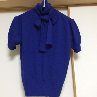 ベルメゾン(ベルメゾン)のタートルネック半袖セーター ブルーパープル Lサイズ(ニット/セーター)