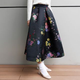 ERDEM H\u0026M 刺繍 ロング フレアスカート ジャガード 花柄 ロング