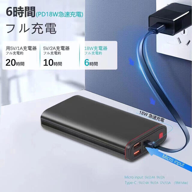 大人気商品　モバイルバッテリー　大容量　急速充電機能　PSE認証 スマホ/家電/カメラのスマートフォン/携帯電話(バッテリー/充電器)の商品写真