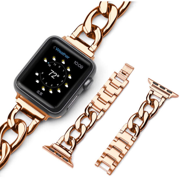 ●アップルウォッチバンド【42/44㎜】チェーン AppleWatch シルバー レディースのファッション小物(腕時計)の商品写真