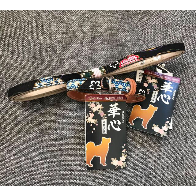 【保護犬GO】新品　華心　小型犬SSサイズ　首輪リードセット★ ハンドメイドのペット(リード/首輪)の商品写真