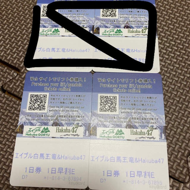 HAKUBA(ハクバ)のエイブル白馬五竜＆Hakuba47【ICカード】２枚 チケットの施設利用券(スキー場)の商品写真