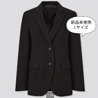 ユニクロ(UNIQLO)のユニクロ ツイード マニッシュ ジャケット 黒 L テーラードジャケット(テーラードジャケット)