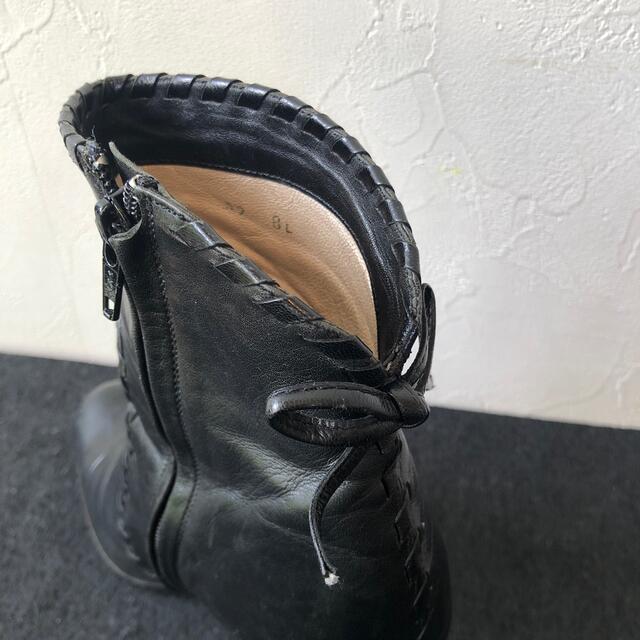 Christian Dior(クリスチャンディオール)のDior ブーツ　黒　ヒール　ショート　レザー　リボン　編み上げ レディースの靴/シューズ(ブーツ)の商品写真