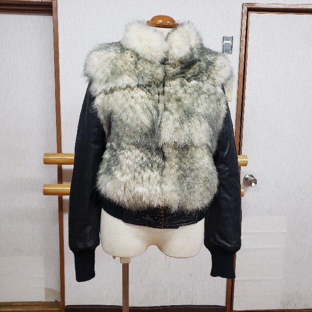 アンナリタエンネ　ブルーフォックスライダースジャケット レディースのジャケット/アウター(毛皮/ファーコート)の商品写真