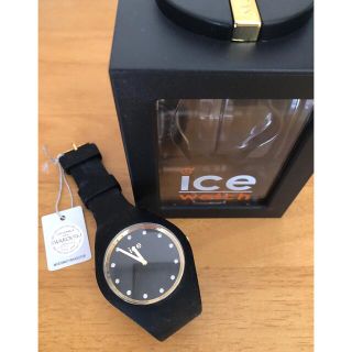 アイスウォッチ(ice watch)のice Watch スワロフスキー　文字盤　☆美品☆ブラック(腕時計)