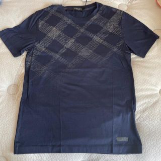 バーバリーブラックレーベル(BURBERRY BLACK LABEL)の新品　ブルーグリッター　クレストブリッジ　チェックプリント　Tシャツ M(Tシャツ/カットソー(半袖/袖なし))