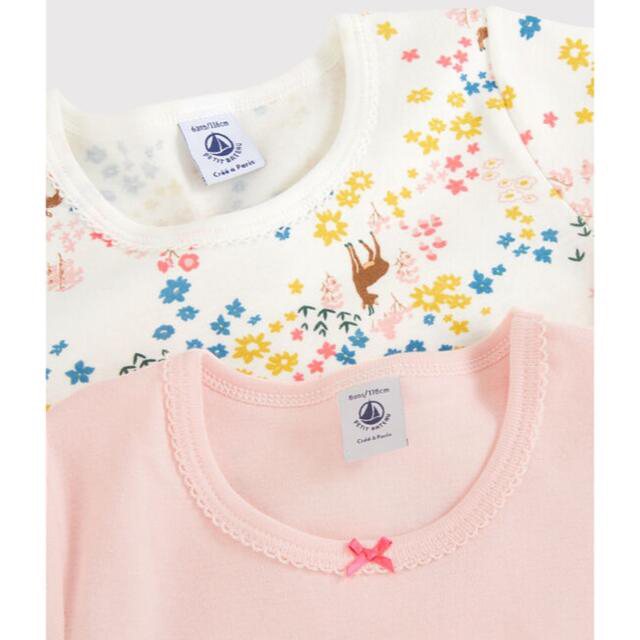 PETIT BATEAU(プチバトー)の新品未使用  プチバトー  半袖  Tシャツ  2枚組  4ans キッズ/ベビー/マタニティのキッズ服女の子用(90cm~)(Tシャツ/カットソー)の商品写真