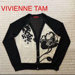 VIVIENNE TAM / ドラゴン蓮の花ビーズ刺繍　ニットボレロカーディガン