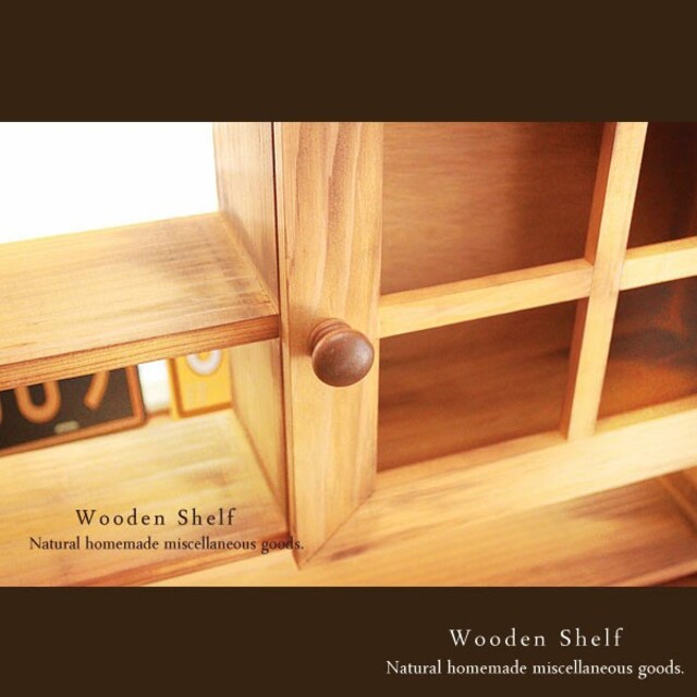 ハンドメイド アンティーク風 扉付き シェルフ 木製 棚 飾り棚 ハンドメイドのインテリア/家具(家具)の商品写真