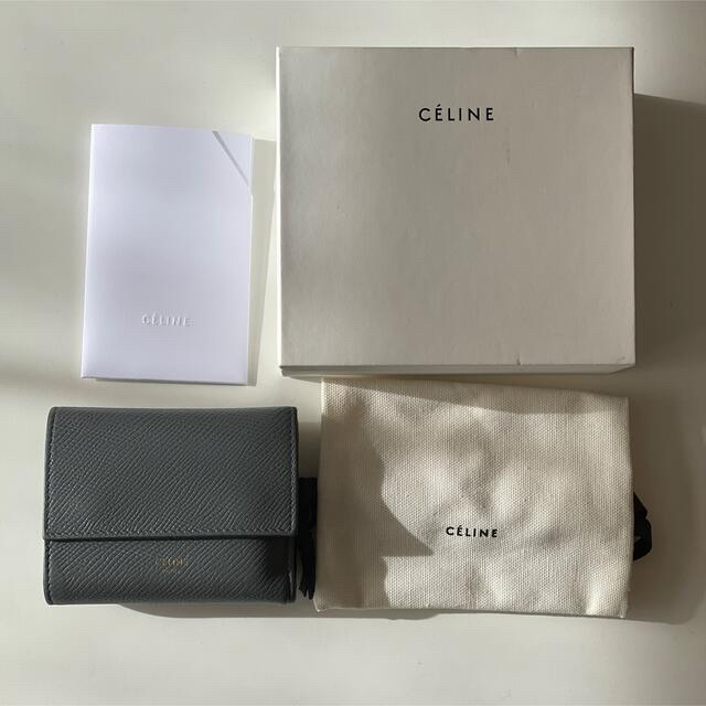 セリーヌ 三つ折り財布 グレー CELINE スモール トリフォールドウォレット