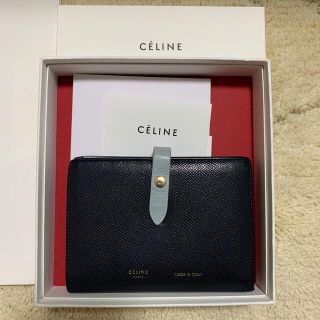 セリーヌ(celine)のCELINE ミディアムストラップ　マルチファンクション　ブラック×ライトブルー(財布)