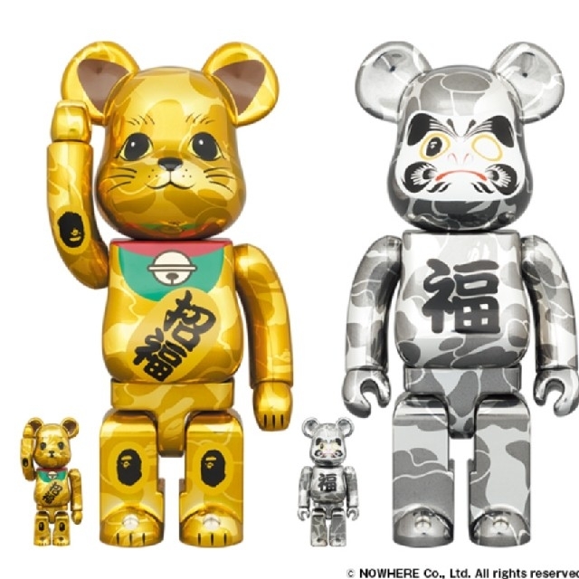 BE@RBRICK BAPE 招き猫 金メッキ&達磨 銀メッキ 100%&400