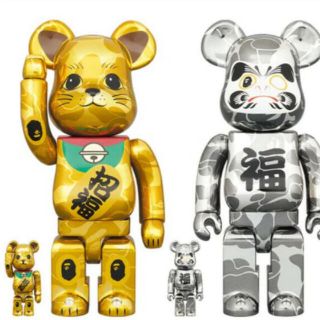 メディコムトイ(MEDICOM TOY)のBE@RBRICK BAPE 招き猫 金メッキ&達磨 銀メッキ 100%&400(その他)