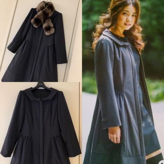 極美品♡最高級 FOXEY ひざ丈ワンピース ロングコート ステンカラー 濃紺