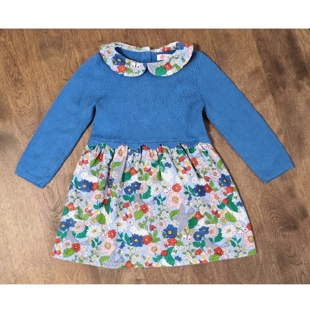 Boden(ボーデン)のミニボーデン　花柄ワンピース　ブルー キッズ/ベビー/マタニティのベビー服(~85cm)(ワンピース)の商品写真