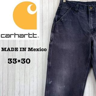 カーハート(carhartt)のカーハート　メキシコ製　ダック地　ペインターパンツ　ネイビー　革ロゴ　33/30(ペインターパンツ)