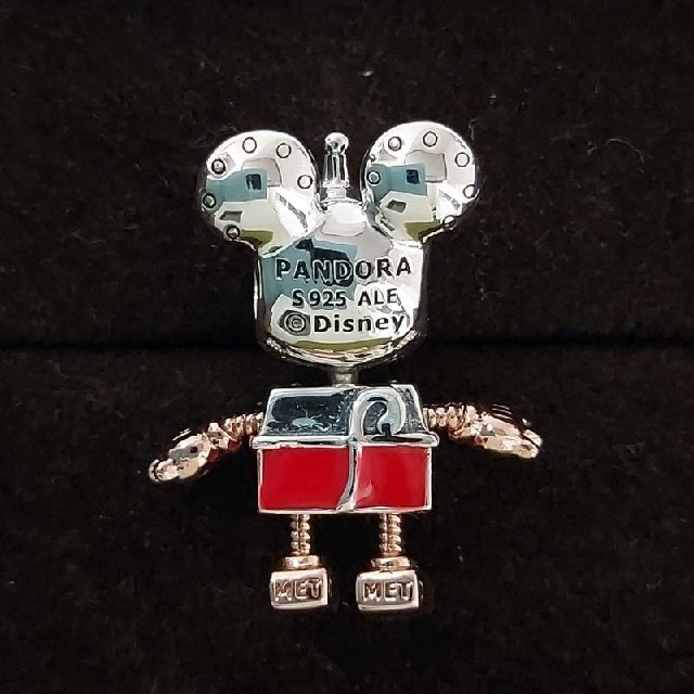 【新品】PANDORA コラボ チャーム ロボットミッキー クロス＆ポーチ付き