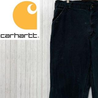 カーハート(carhartt)のカーハート　ダック地　ペインターパンツ　ブラック　黒　ワークパンツ　革ロゴ(ペインターパンツ)