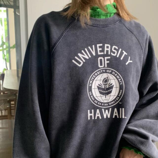 Ameri VINTAGE(アメリヴィンテージ)のAmeri◆AMERI HAWAII COLLEGE TOP ネイビー レディースのトップス(トレーナー/スウェット)の商品写真