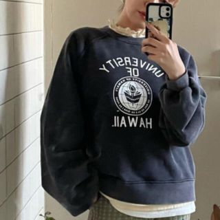 アメリヴィンテージ(Ameri VINTAGE)のAmeri◆AMERI HAWAII COLLEGE TOP ネイビー(トレーナー/スウェット)