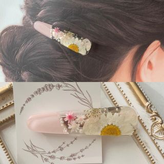 m004.フラワーヘアクリップ　ノースポールピンク　moonvilla(ヘアアクセサリー)