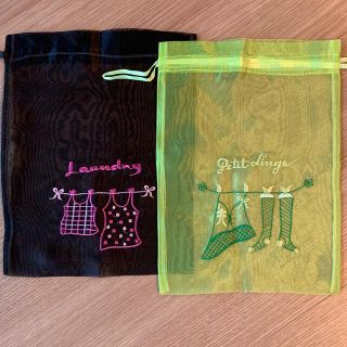 巾着 ポーチ セット オーガンジー 刺繍 [新品未使用](ポーチ)