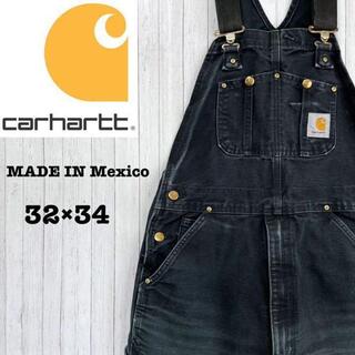 carhartt - カーハート　ダック地オーバーオール　メキシコ製　ブラック　ダブルニー　32/34