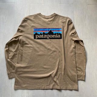 パタゴニア(patagonia)の大人気！シンプルロゴpatagoniaパタゴニアロンtアウトドアtシャツベージュ(Tシャツ/カットソー(七分/長袖))