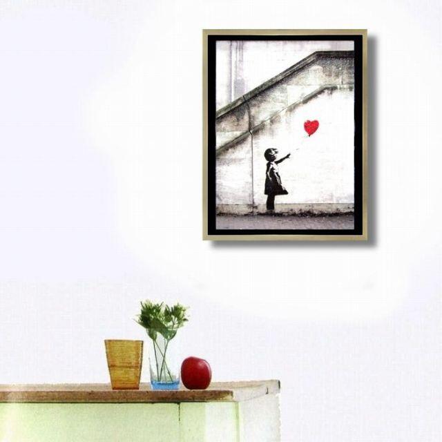 値下★ バンクシー『レッドバルーン』複製画・風景画 少女 赤い風船・版画