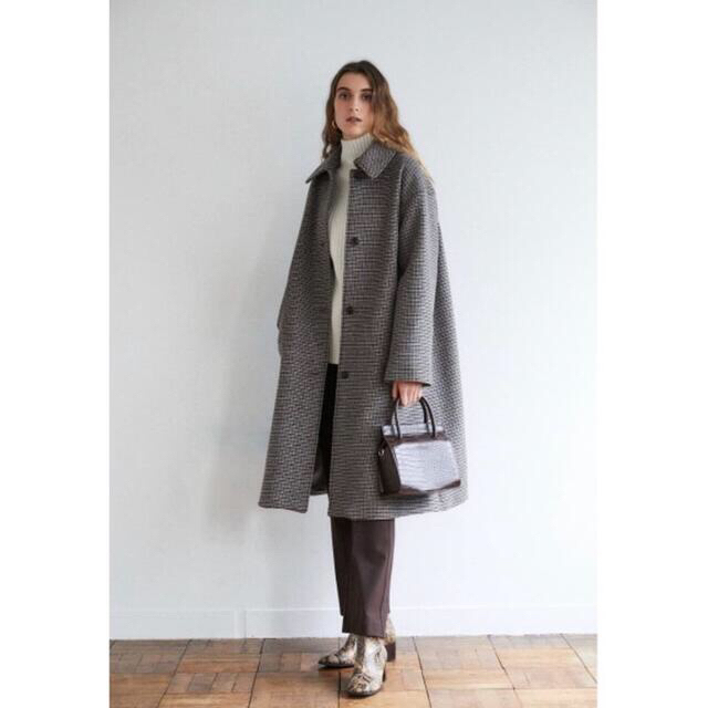 moussy ウール混ステンカラーチェックコート レディース ジャケット