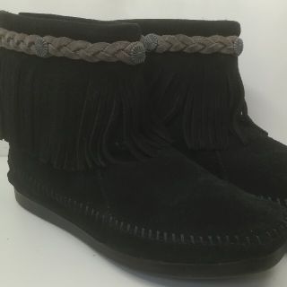 ミネトンカ(Minnetonka)の新品　ミネトンカ　24cm モカシン　ブーツ　ブラック　スエード　シューズ(スリッポン/モカシン)