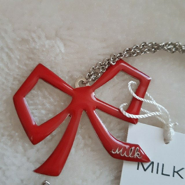 MILK - MILK ミルク リボン RIBBON 赤 ペンダント ネックレスの MILK - MILK ミルク リボン RIBBON 赤 ペンダント ネックレスの