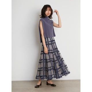 snidel 新品未使用チュールエンブロイダリースカート LBLU