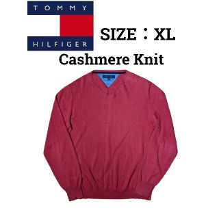 トミーヒルフィガー(TOMMY HILFIGER)のTOMMY HILFIGER　トミーフィルフィガー　カシミヤニット　レッドXL(ニット/セーター)