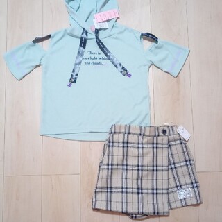 シマムラ(しまむら)の女の子セットアップ140　腕出しTシャツ　ショートパンツ　raby raby(Tシャツ/カットソー)