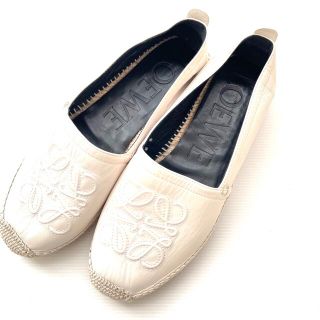 ロエベ(LOEWE)の美品　LOEWE アナグラム エスパドリーユ  size44 ホワイト(スリッポン/モカシン)