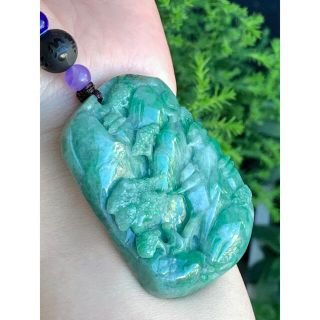 本翡翠 陽緑⭐️山水風景 ストラップ 新品5174 farmaline.com.bo