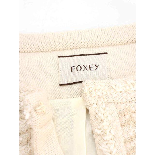 美品✨　FOXEY フォクシー　リネンワンピース　ホワイトベージュ　ロゴ　38