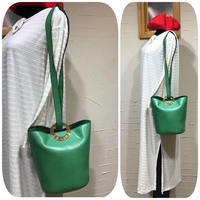 celine - 激レア 良品 VINTAGE OLD CELINE バケツ型ショルダーバッグの