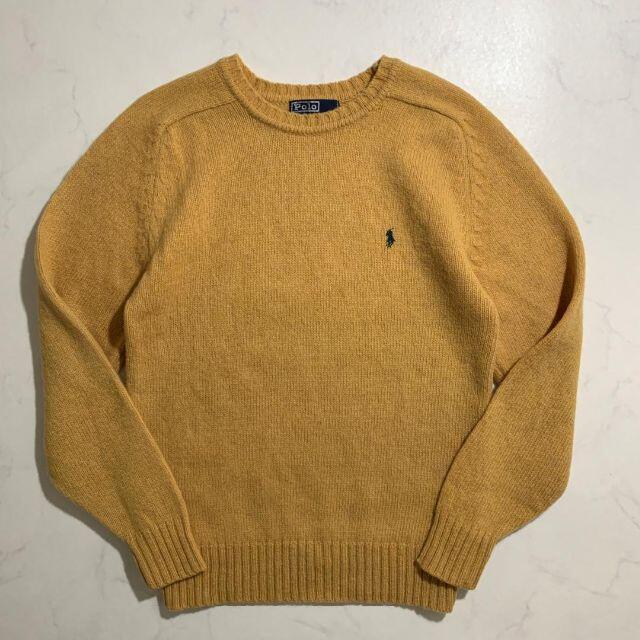 Ralph Lauren(ラルフローレン)のラルフローレン　ウール１００％　ニット　セーター　ゴールドカラー　美品 メンズのトップス(ニット/セーター)の商品写真